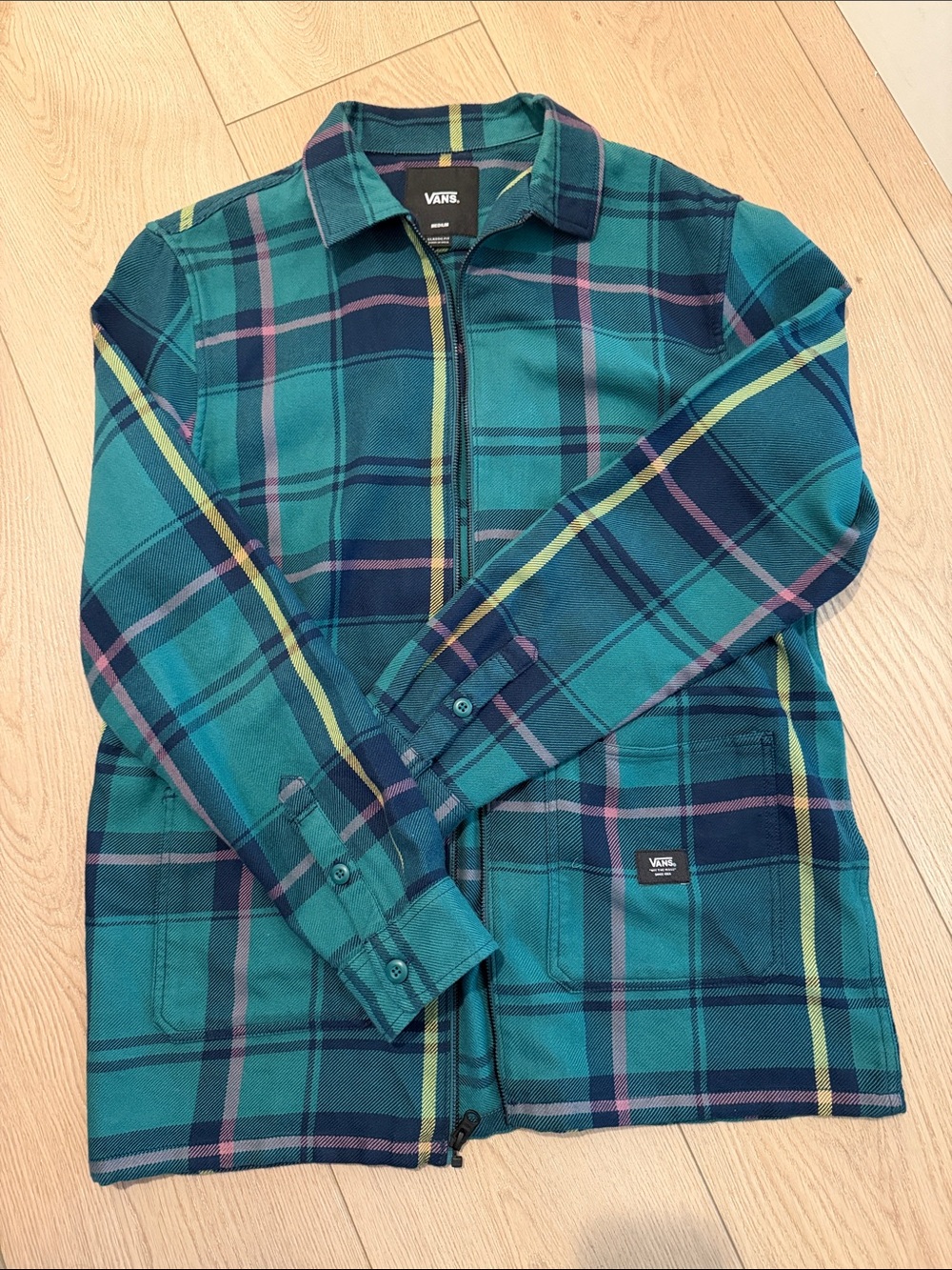 Vans Teal Plaid Zip-Front Shirt Jacket